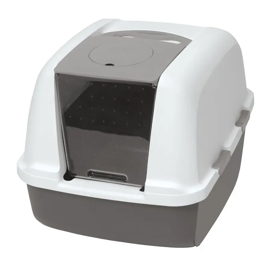 

Airsift Jumbo Hooded Litter Pan, Warm Gray White Privacy and Easy Access for Cleaning Ideal for Larger or Multiple Cat Household