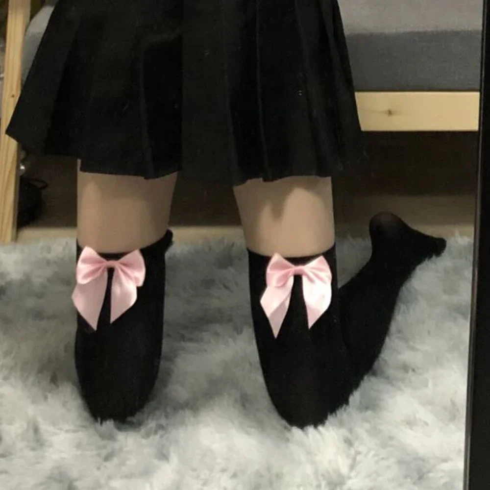Pink Bow Sexy Stockings Bowknot Women Over Knee Socks Lace Lolita High Tube Silk White Lace Stockings Japanese High Socks Thigh