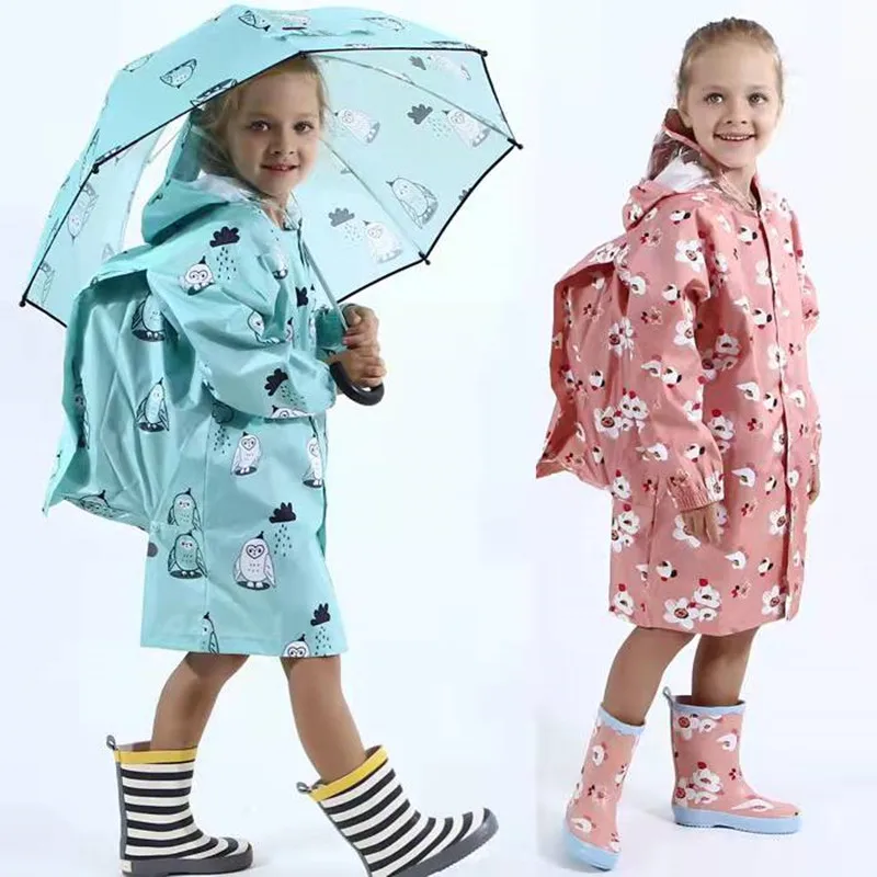 Raincoat Children Rain Poncho Boys Girls Poncho w/ Schoolbag Child Thickened Windbreaker Raincoat Rain Poncho without Rainboots