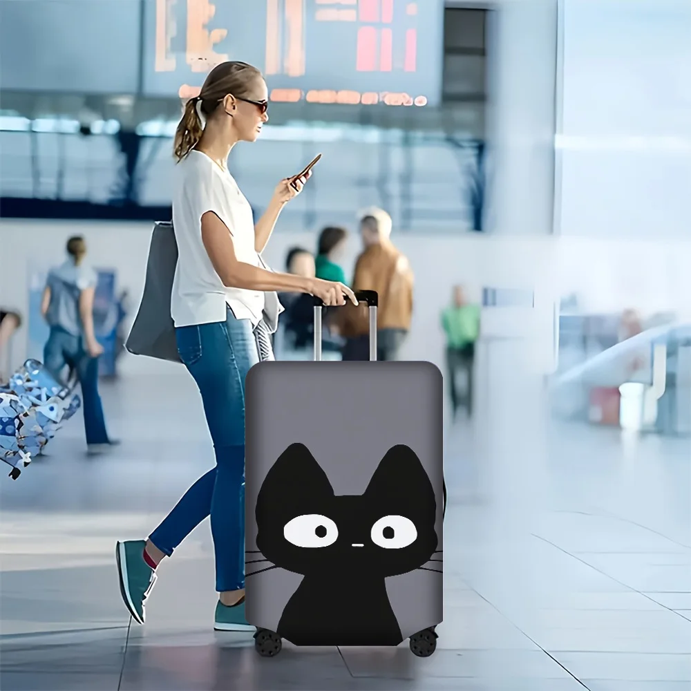 

1 PC Black Cat Print Luggage Cover for luggage sizes 18-32 inches; dust and elastic travel accessories to effectively protect