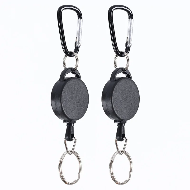Porte-badge Rétractable Avec Anneau En Acier Et Boucle Ceinture – Noir