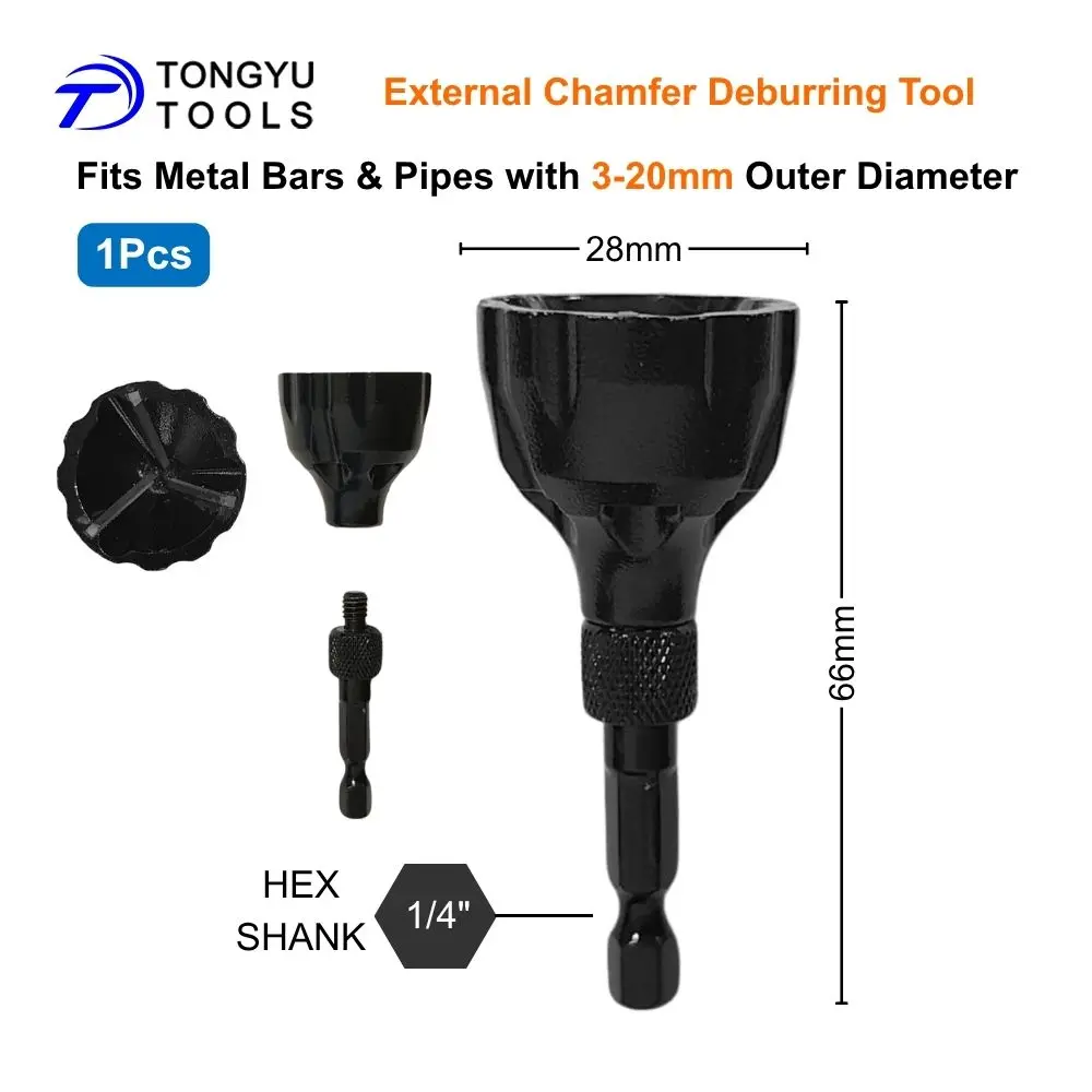 Externes Entgratungswerkzeug für Fasen 3-20mm 15-35mm Hartmetallklinge 1/4" Sechskantschaft Gratentferner für Metallstangen- und Schraubengewindereparaturen – Detail 3