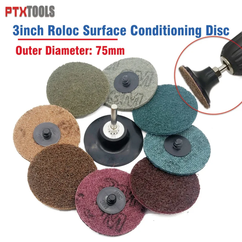 

10pcs 3inch/75mm Supper Fine/Fine/Medium/Coarse cutting abrasive discs Quick Change Discs Surface Conditioning Discs