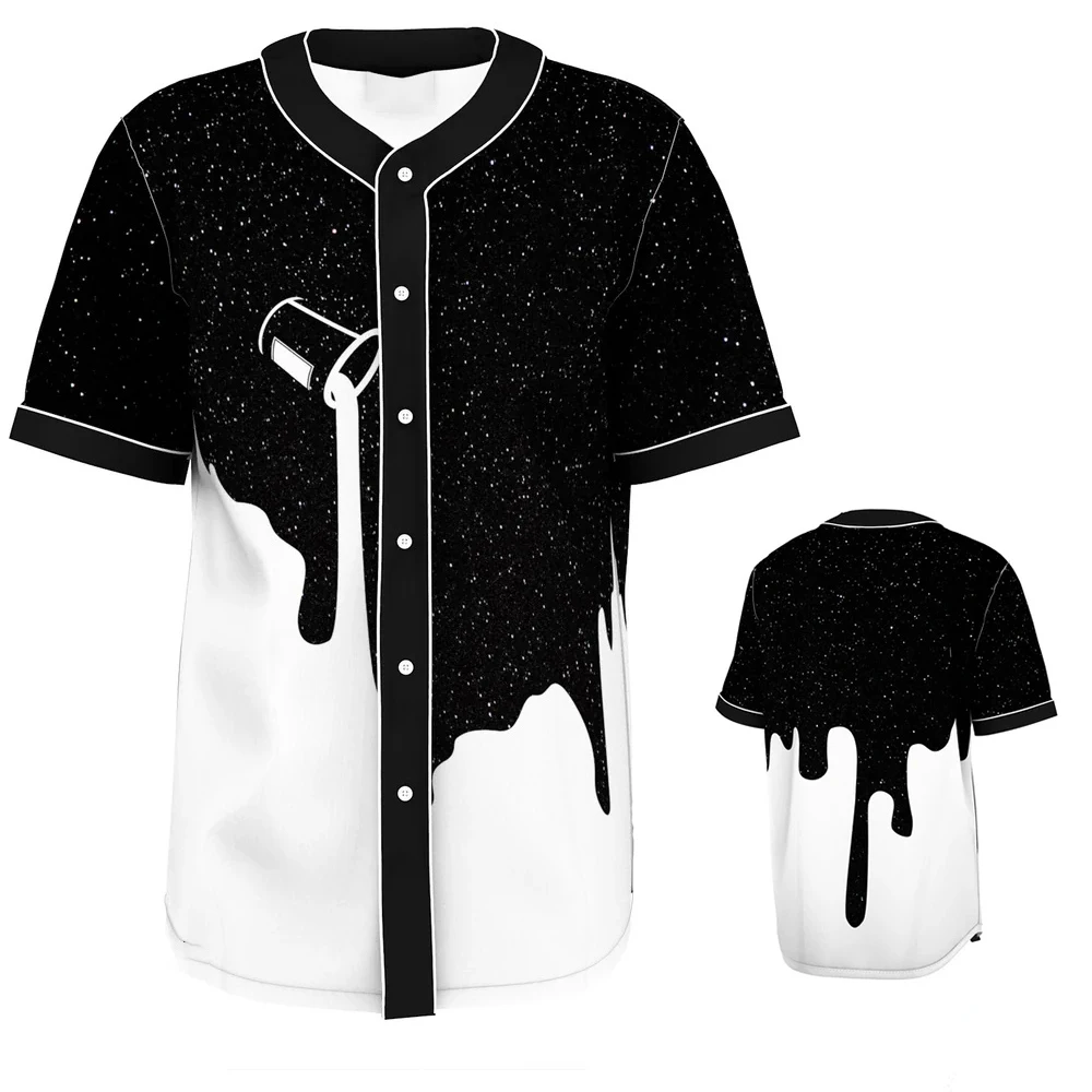 Tie Dyed Starry Sky Men's Street Hip-Hop Casual Baseball Shirt Summer New Baseball Sports Short Sleeved MB25