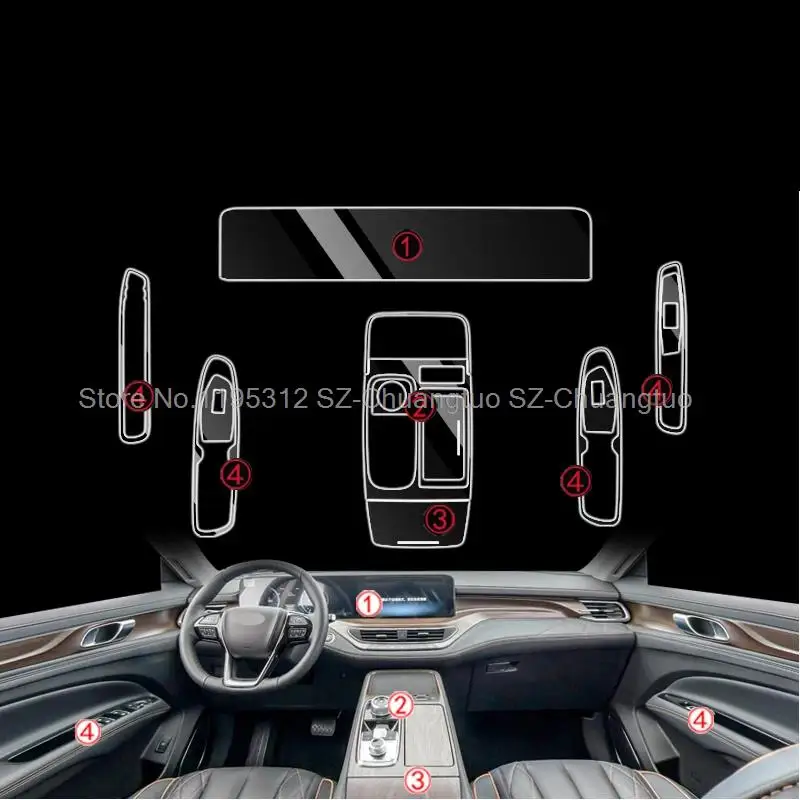 Tpu Transparent Film For Ford Equator Car Interior Center Console Gear Navigator Door Windows Lifting Panel anti-scratch film