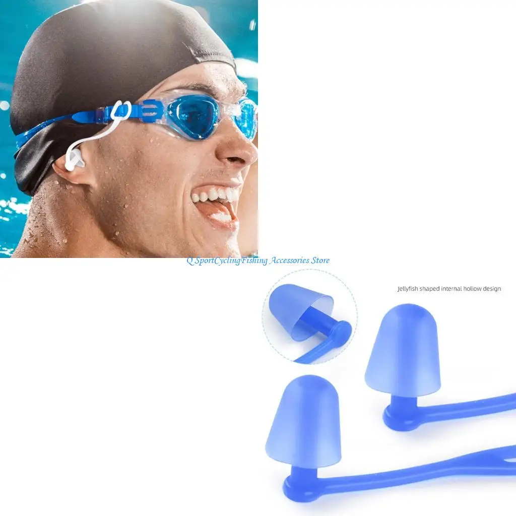 

Reusable Swim Ear Plugs Water Resistant Silicone Earplugs Corded Swimming Earplugs For Adult Shower Bath Diving Surfing