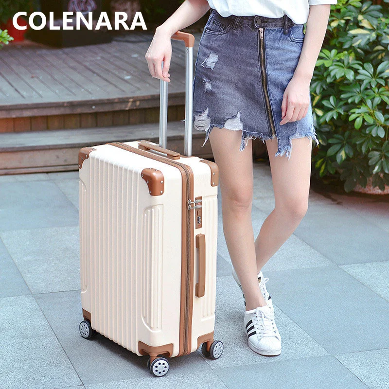 COLENARA 20/22/24/26Inch Luggage New Women's Carry-on Portable Makeup Bag Set Men's Trolley Case with Wheels Rolling Suitcase