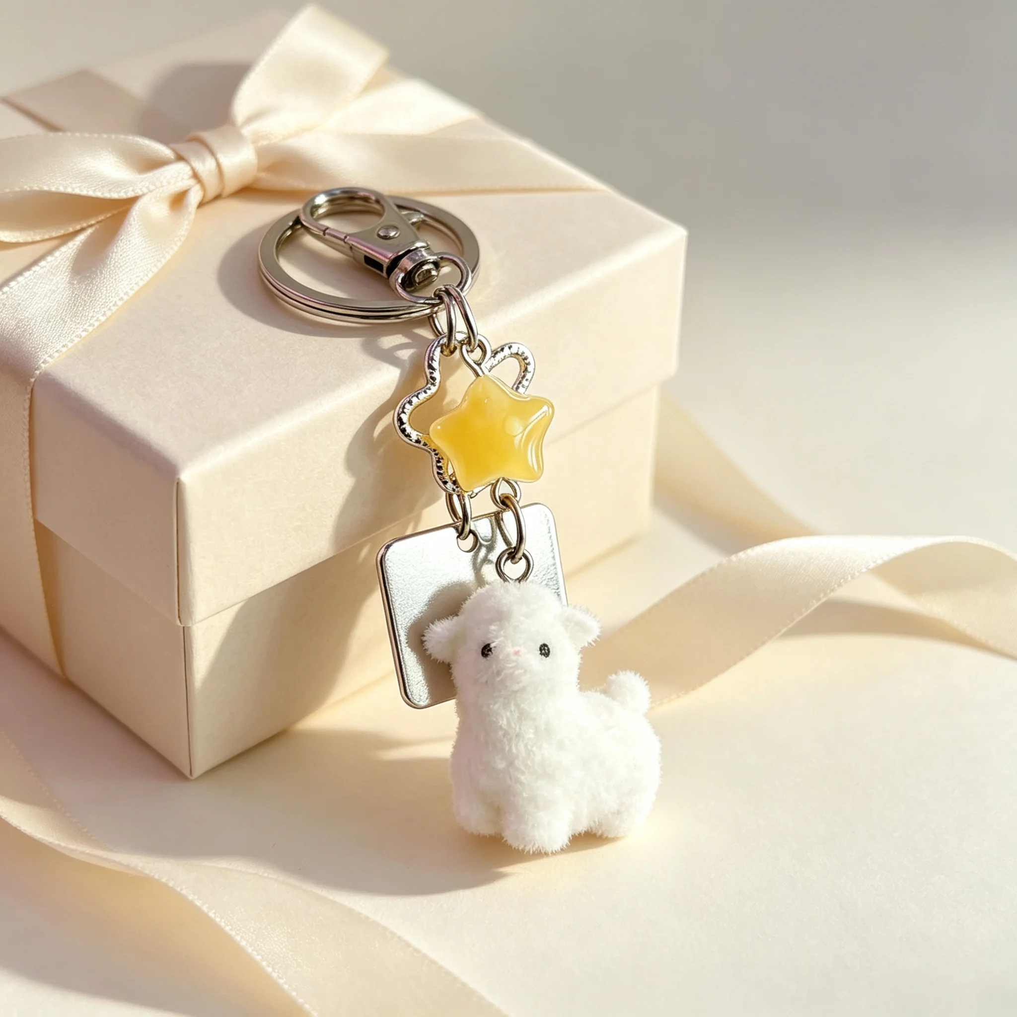 Cute Animal Charm Cute Phone Charm Lamb Key Chain Lovely Yellow Star Key Chain For Backpacks Key Rings Bags