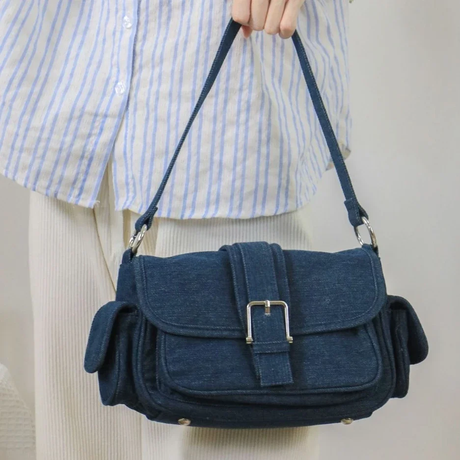 

Fashion Denim Women Shoulder Bags Lady Axillary messenger bags ladies Handbags blue Cowboy Female totes bolsas