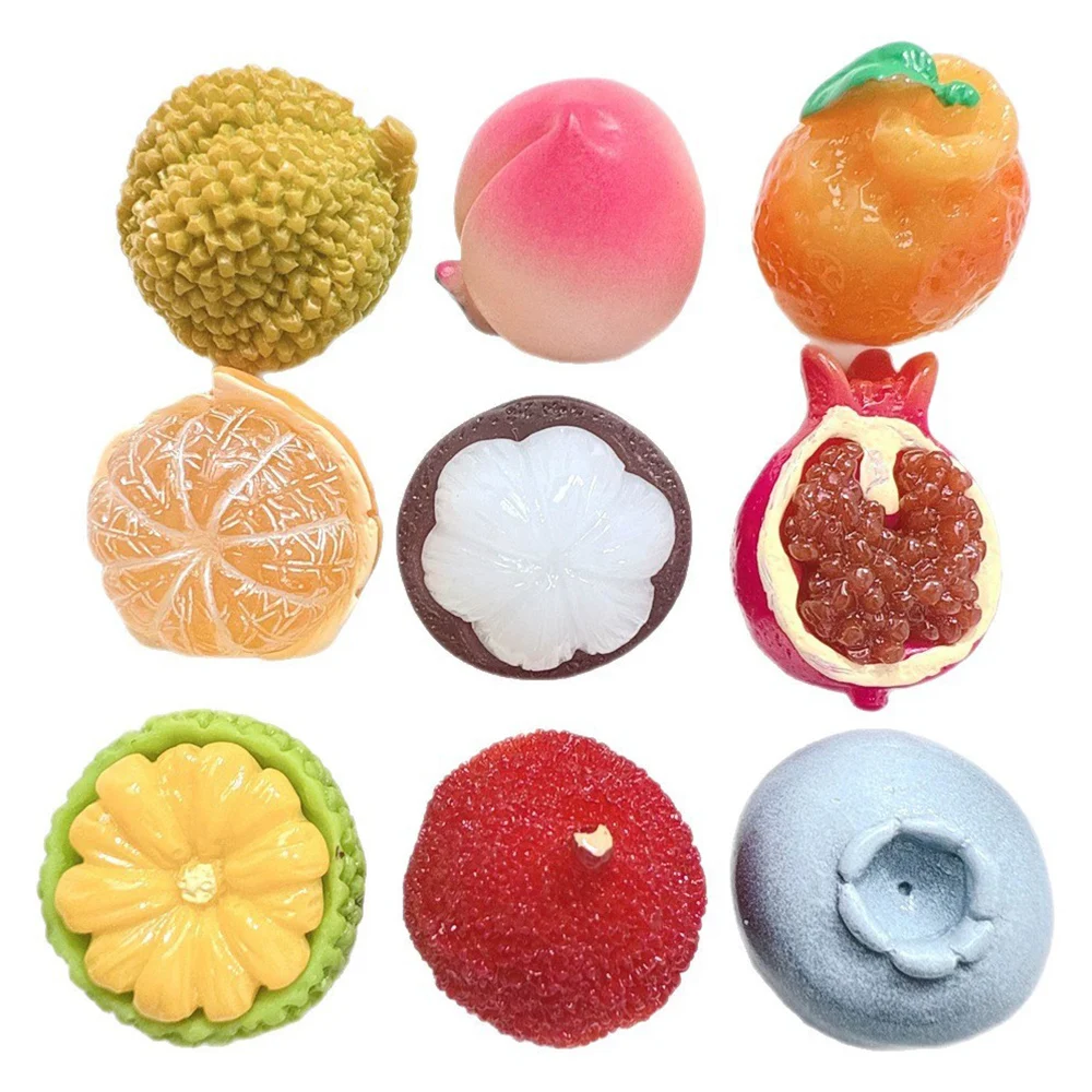 2PCS Shiny 3D Fruit Series Miniature Flat Back Resin Cabochons For Hairpin Scrapbooking DIY Home Decor Craft Accessories