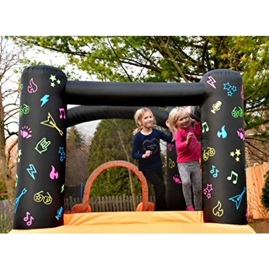 Kidz Rock Bounce House with Lights and Sound Interaction Inflatable Bouncer 9 ft L x 7 ft W x 5.5 ft H Music and Lights for Pla
