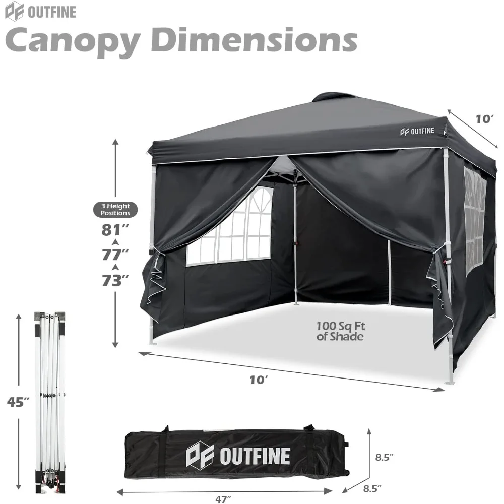 O miradouro imediato para dosseis exteriores do partido, dossel, inteiramente impermeável, estala acima, 4 sidewalls removíveis, dossel comercial, 10 'x 10'