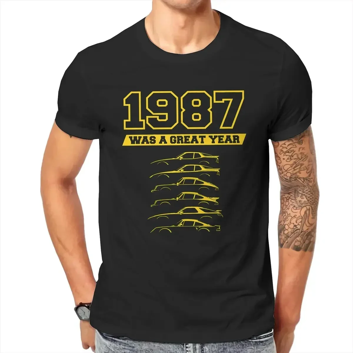 1987_Was_A_Great_Year_for_Porsche_SilhouetteHistory Men TShirt  Crewneck Short Sleeve Cotton T Shirt Funny Top Quality Gift Idea