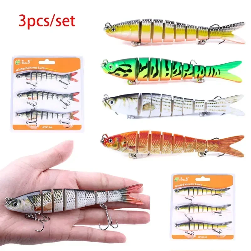 3pcs Sinking Wobblers 8 Segments Fishing Lures Multi Jointed Swimbait Hard Bait Fishing Tackle for Bass Isca Crankbait