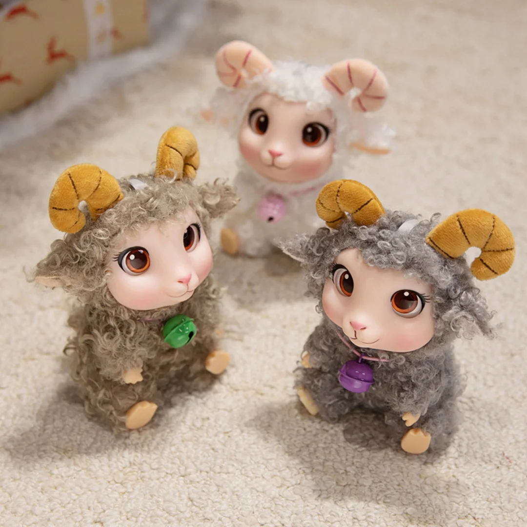 Kawaii Lamb Plush Toy Soft Vinyl Plush Stuffed Animal Adorable Sheep Plushie Birthday Gift Room Decor Random accessory color