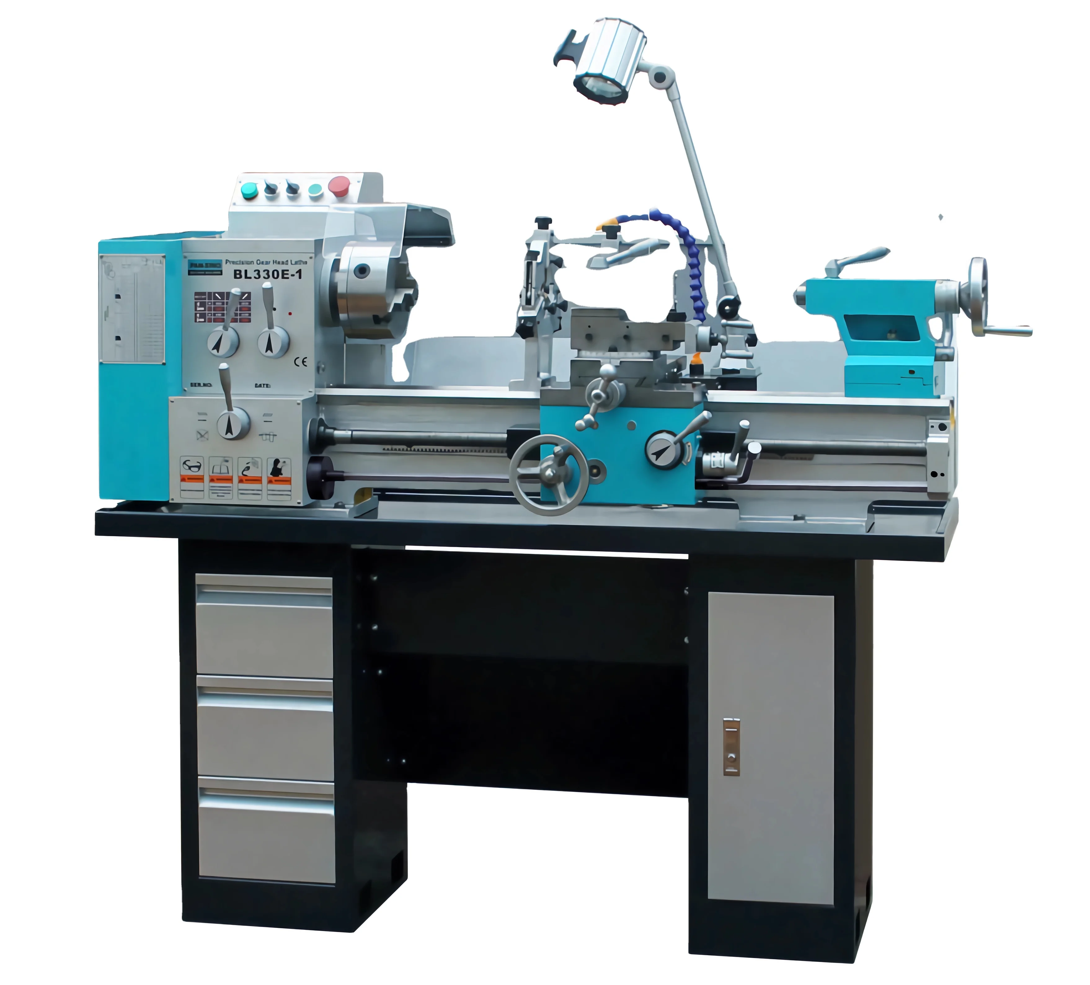 Tongchen BL330E-1 Horizontal Metal Lathe 600mm Max Workpiece Length 1100W Motor Manual Gearbox MT5 Spindle Taper 4 Tool Stations