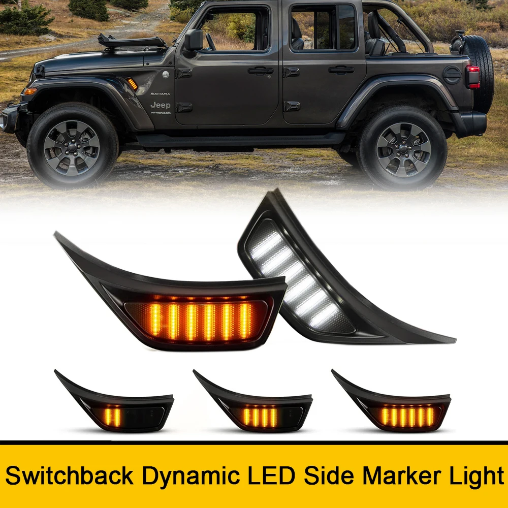 2x LED Side Vent Repeat Turn Signal Lights DRL Parking Lamp for Jeep Wrangler JL JLU Sport Rubicon Sahara Gladiator JT Truck