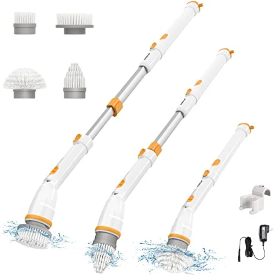 

Electric Spin Scrubber 380RPM High Speed Power Scrubber Cordless Cleaning Brush 2 Speeds for Bathroom Tub Shower Floor with 4 R