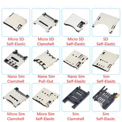 2/5/10 Stuks Mini/Micro/Nano Sd/Sim Kaart Houder 6/7/8/9/10pin Sim Slot Socket Connector Push/Self-Elastisch/Pop-Up/Clamshell/Pull-Out