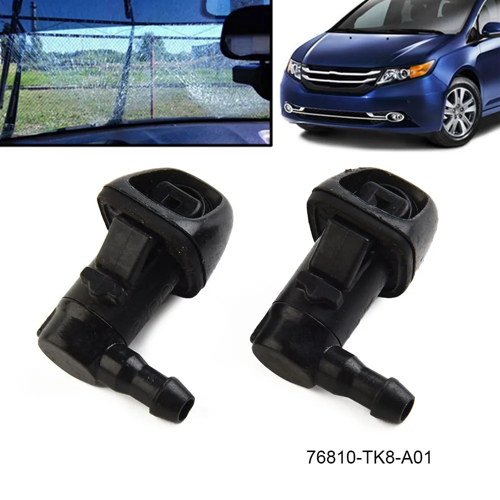 Nozzle Jet Washer Nozzle Indoor 76810TK8A01 ABS Plastic Accessories Black Replacements Wiper 2 Pcs 76810-TK8-A01