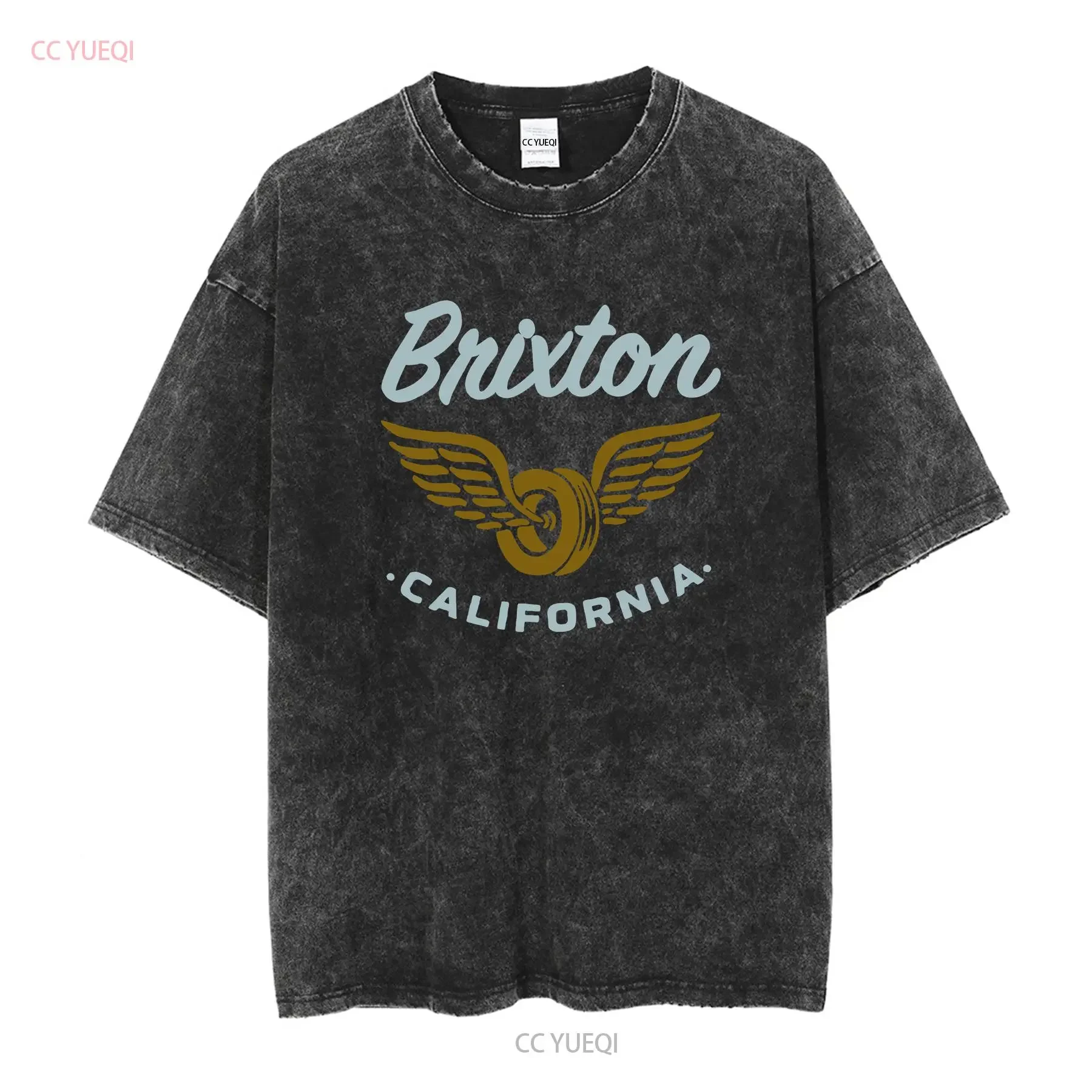 Brixton California T Shirt Small Biker  vintage Washed designer clothes Breathable Versatile Stretched Slightly Comfortable