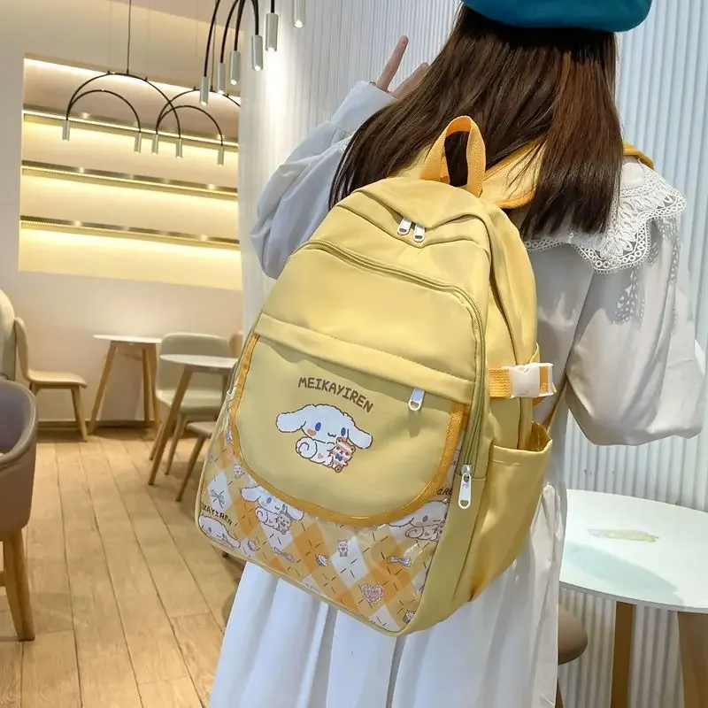 Sanrio-mochila escolar Cinnamoroll Babycinnamoroll para estudiantes, morral de gran capacidad para estudiantes masculinos y femeninos