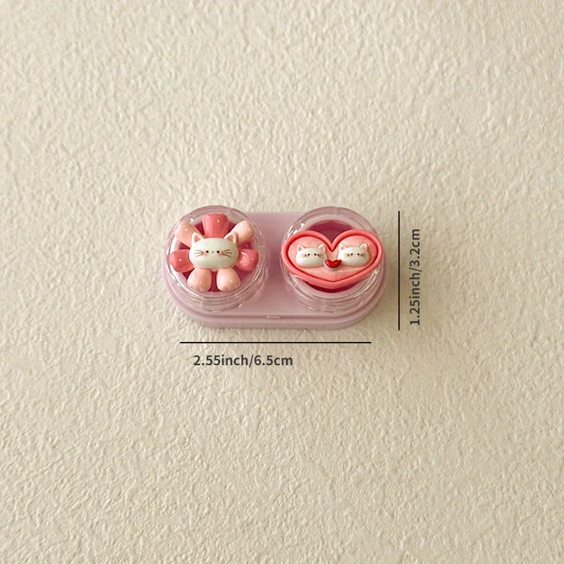 حافظة عدسات لاصقة على شكل قطة كرتونية، درج صغير محمول، تخزين يومي للسفر للنساء والفتيات