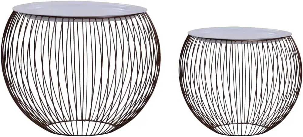 Armazenamento Basket Cocktail Table, mesa de cabeceira, Light Stand, Telefone Stand,Snack Table, suporte de planta, 2 pcs