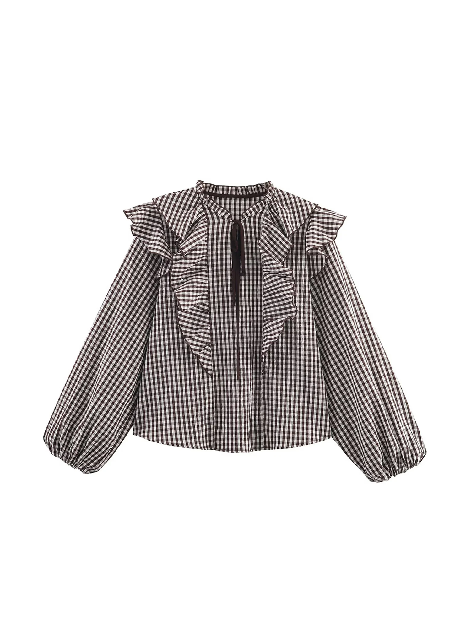 

Женские клетчатые рубашки, блузки Y2k, винтажные 2000-е годы, эстетичная элегантная модная рубашка с длинным рукавом и v-образным вырезом, одежда Cutecore, осень-весна