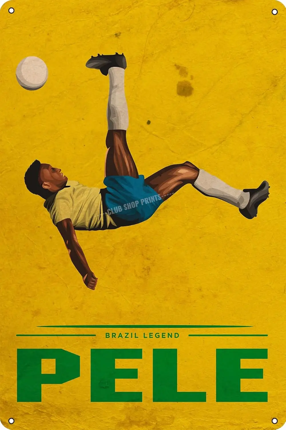 Pele Metall-Blechschild mit Sportspieler-Motiv, Vintage-Poster, Männerhöhle-Dekoration