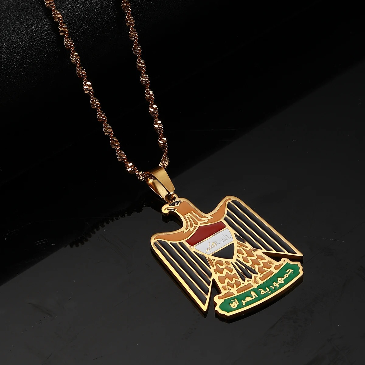 Stainless Steel Republic Of Iraq Pendant Necklaces Jewelry Charms Iraqi Chain Necklace