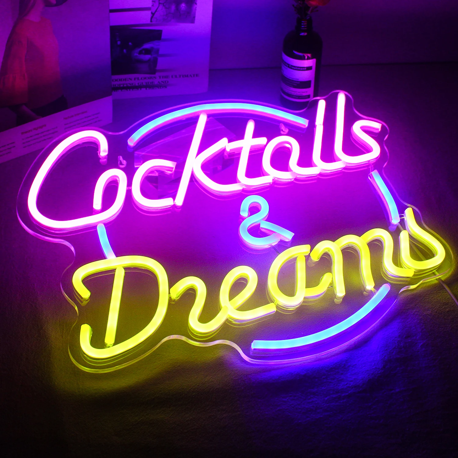 Cocktails Beer LED Neon Sign Wall Lamp Room Decor For Home Bars Club Birthday Party Letter Lamp Decorative Light Up Ornaments