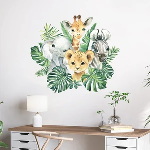 1pc von Cartoons Lion Lion Zebra Giraffe lächelnde Gesichtswandaufkleber für Kinderzimmer Dekoration Hausabschlüsse der Wand 10 Hauptverkaufskönig King Leao - №4