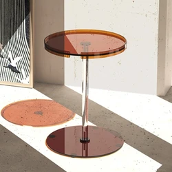 Luxury Modern Coffee Tables Acrylic Round Side Table Living Room Bedroom Bedside Interior Minimalist Furniture Reception Counter