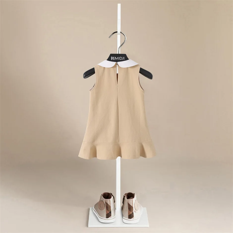 Summer Sleeveless Vest Baby Girl Dress Doll Collar A-Line Princess Dress Casual  Simple Clothing Kid Outfit Infant Personality