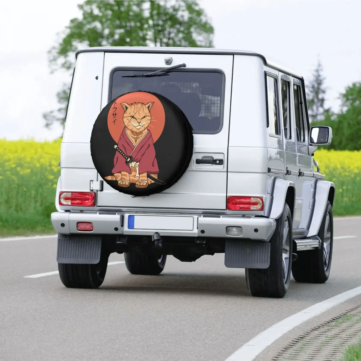 Custom Neko Shinobi Cat Spare Tire Cover for Prado Pajero Jeep Samurai Feline Ninja 4WD 4x4 Trailer 14\