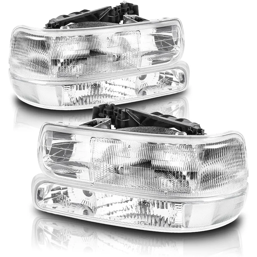 

Прозрачная фара в сборе, предназначенная для Chevy Silverado 1999 года выпуска и Chevy Tahoe Suburban 2000-2006 годов с подсветкой бампера OE Style Re