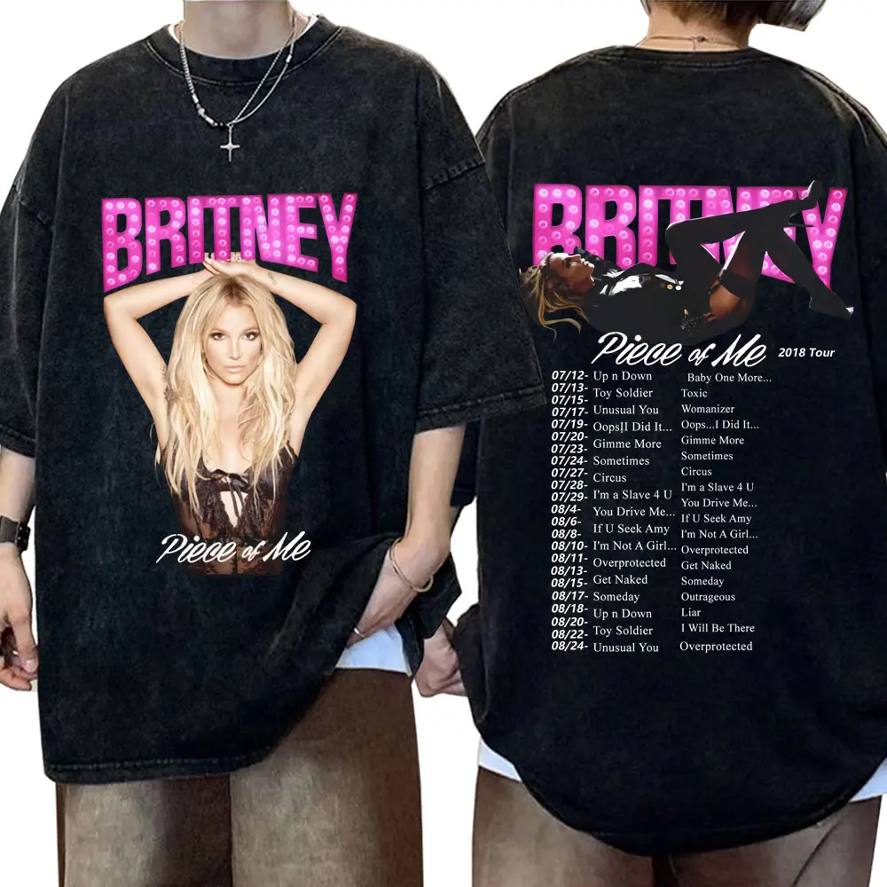 Britney Spears and Now Watch Me Printed T Shirt Men Women Fashion Aesthetic T-shirt Vintage Washed Oversized T Shirts Streetwear