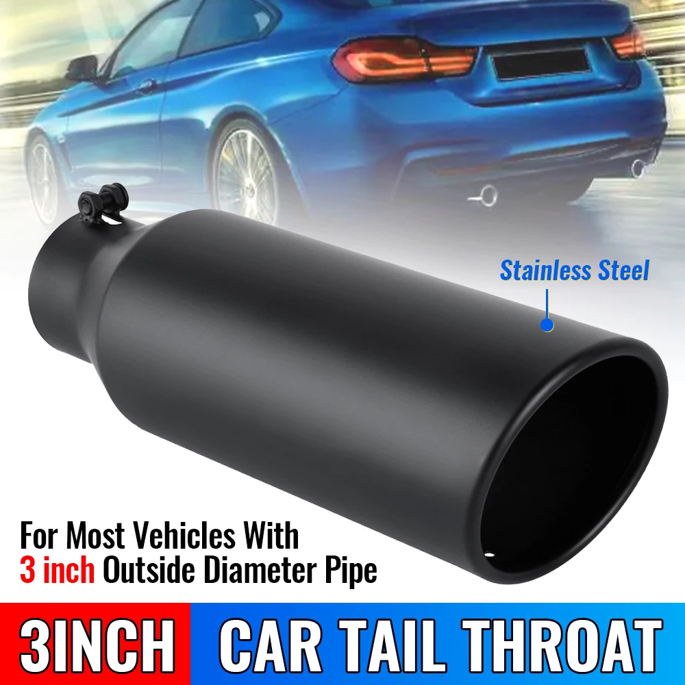

Universal Stainless Steel Exhaust Tip 3" Inlet 4" Outlet 12" Length Diesel Tailpipe Slant Cut 20 Degree Car Pipe Anti-Corrosive