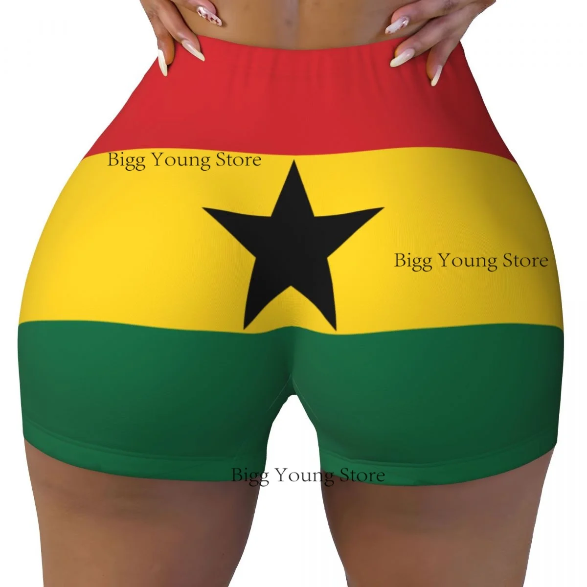 Womens Clothes Booty Shorts Gym Push Up Short Elasticity Scrunch Butt Running Shorts Ghana Flag Training Shorts