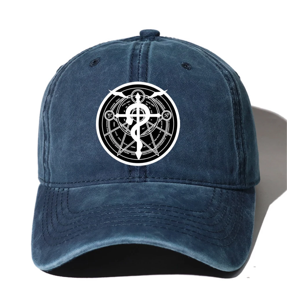 Teenagers Cartoon Denim Baseball Cap Hats Men Women Cowboy Hats Washed Cotton Hip Hop Cap for anime Fullmetal Alchemist Hat