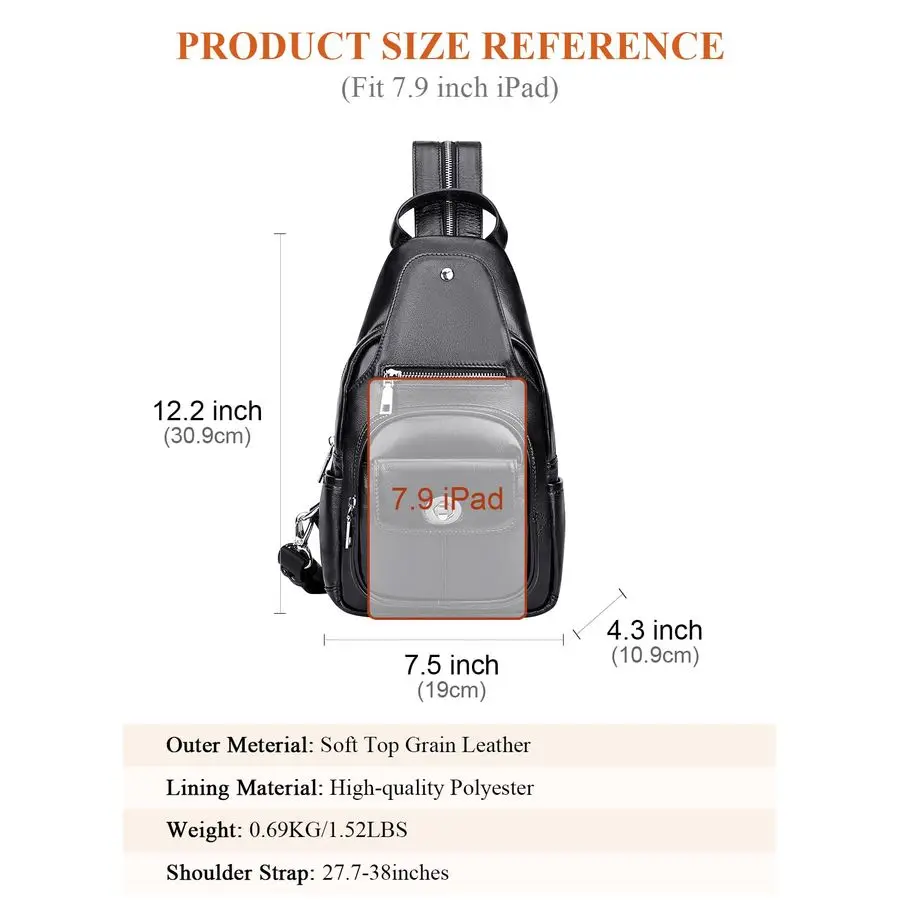 Borsa a tracolla in vera pelle Earth per donna uomo piccola borsa a tracolla causale zaino da pettoO212E classico nero