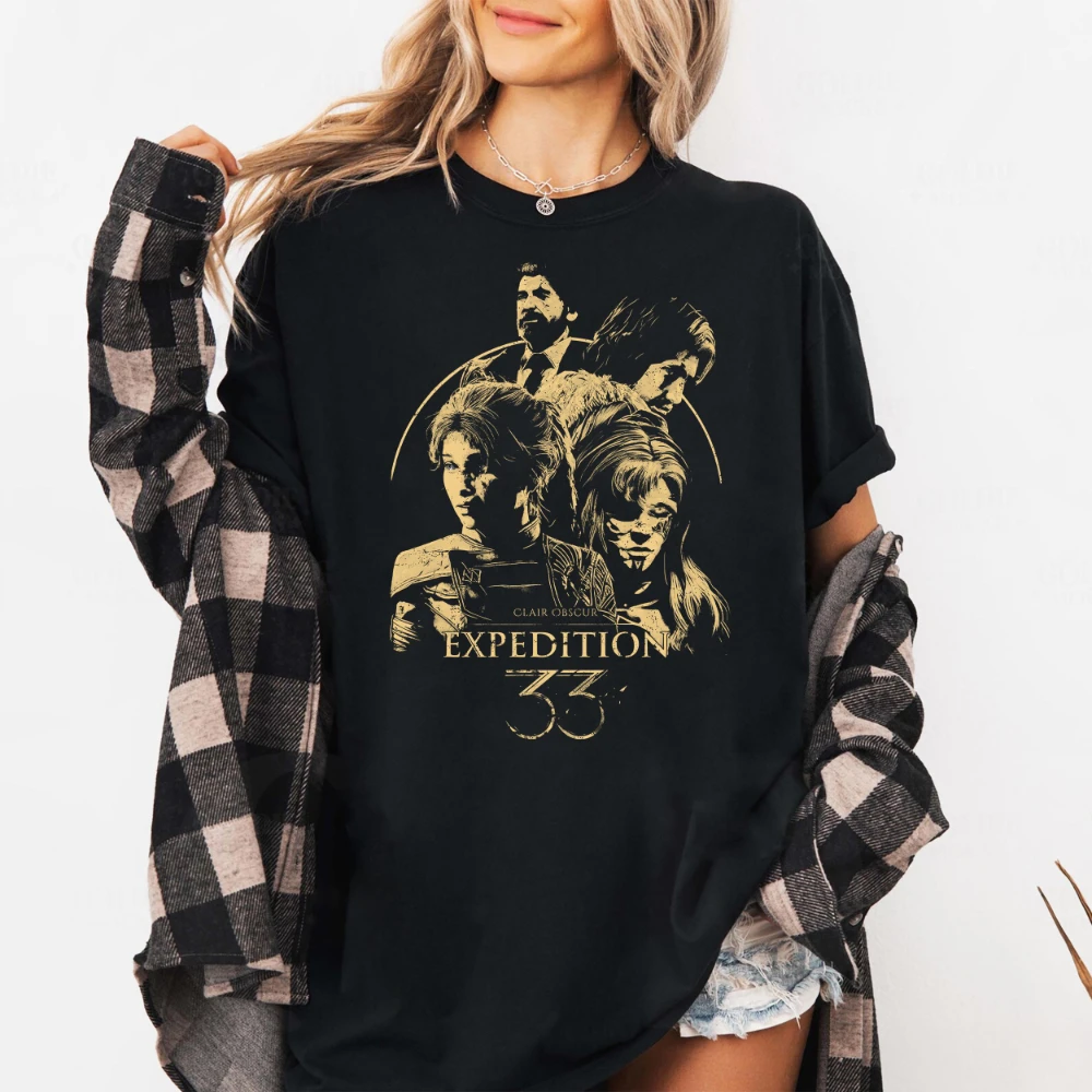 

Рубашка Clair Obscur Expedition 33, хлопковая игровая футболка унисекс, одежда с короткими рукавами и графикой для мужчин и женщин, всесезонная