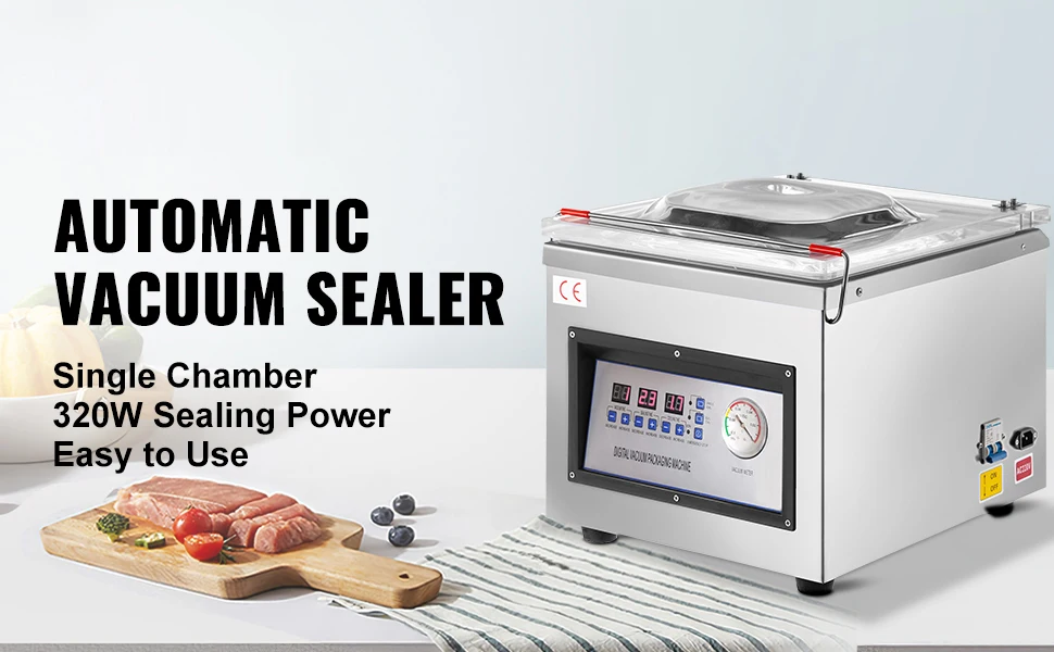 DZ-260C Chamber Vacuum Sealer Kitchen Food Packing Sealing Machine 110V Packaging for Food Saver Home Commercial Using