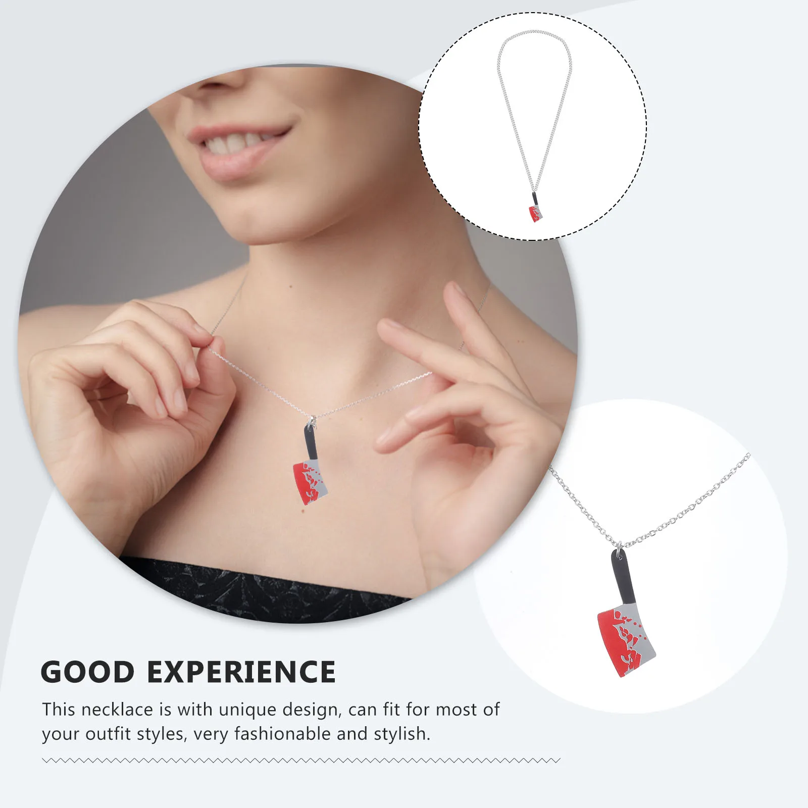 

Alloy Bloody Cutter Necklace Men'S Gothic Pendant Jewelry Cool Stylish Accessory For Halloween Party Date Travel Gift
