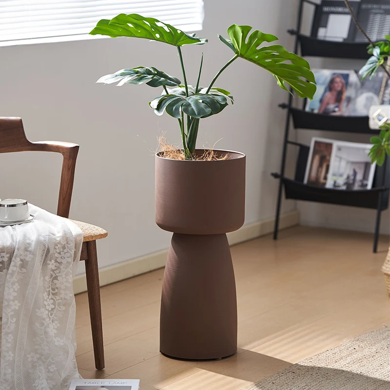 Macetero redondo de hierro forjado con soporte para flores, florero de estilo europeo Ins para sala de estar, exhibición decorativa con almacenamiento para entrada