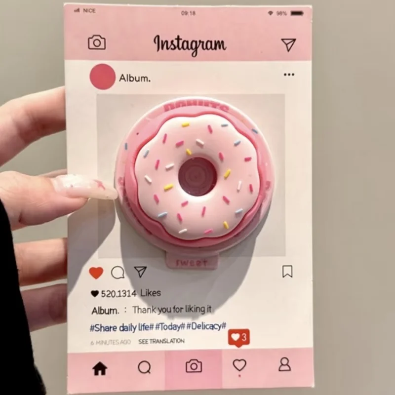 

Cute 3D Doughnut For Magsafe Griptok Phone Holder Support For iPhone 17 16 Foldable Wireless Charging Case Stand Girl Bracket