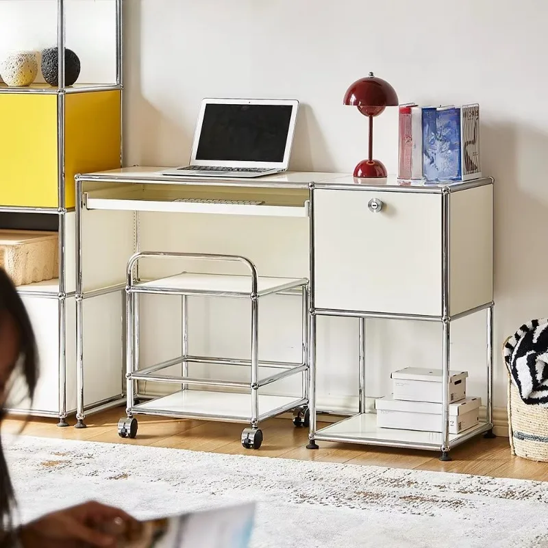 Modular desk, bedroom, retro stainless steel, large storage bag, modular cabinet, computer desk