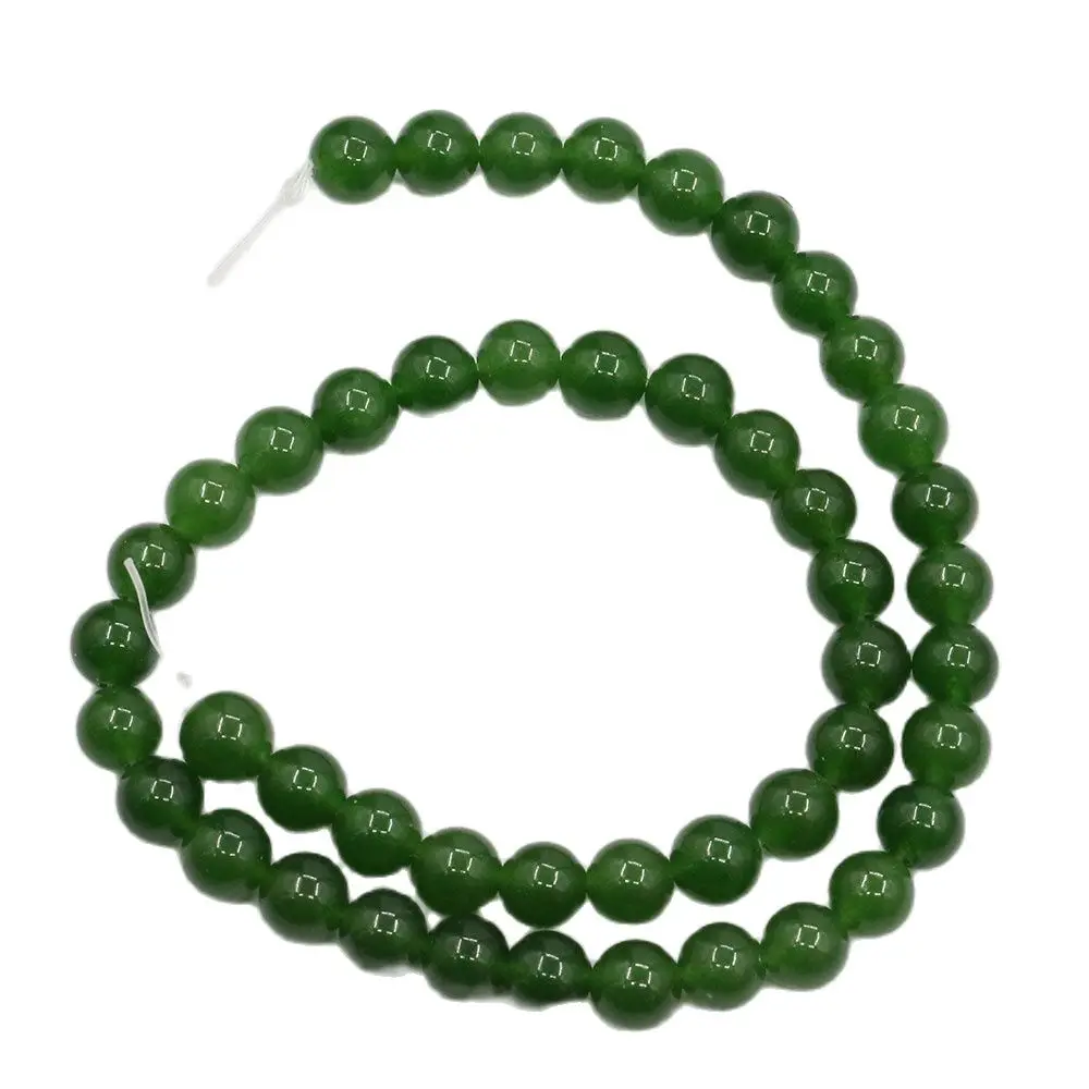 

APDGG 8mm 2 Strands Green Jade Round Smooth Beads Gemstone Beads 15" Strand Jewelry Making DIY