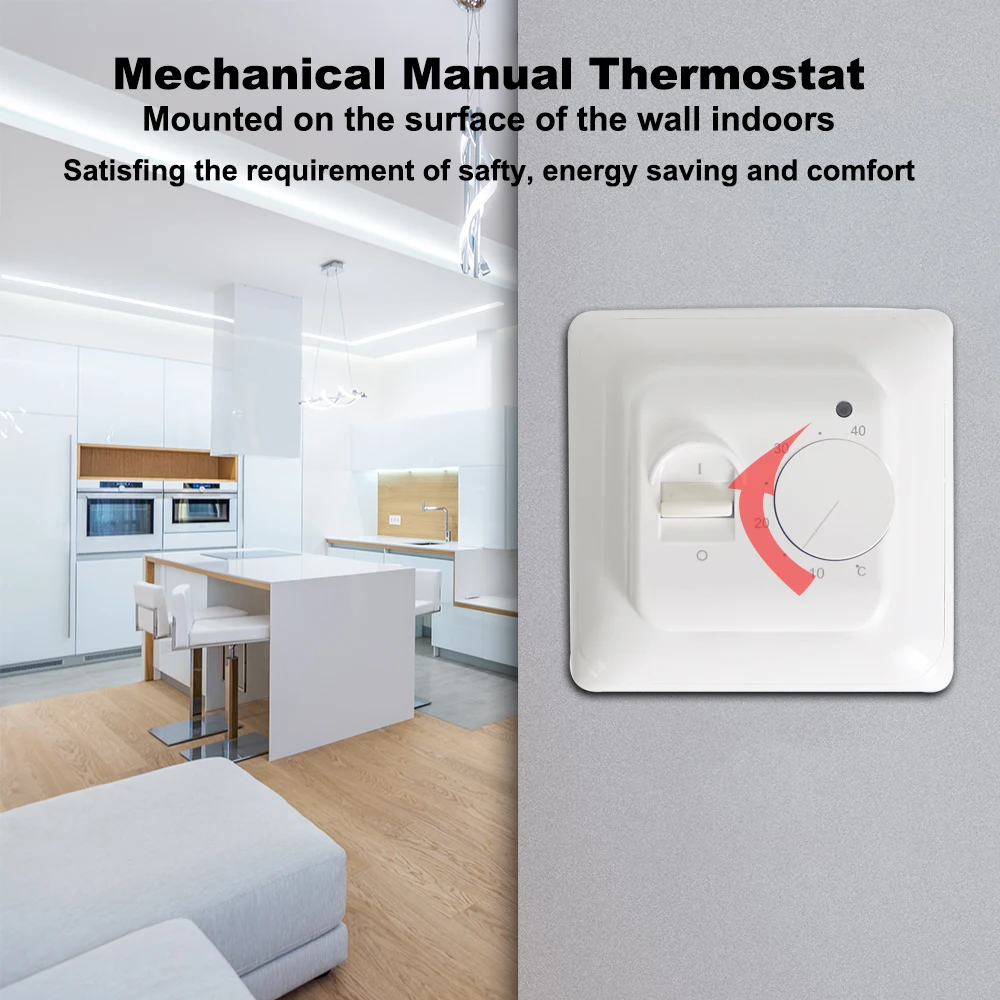 AC200 ~ 240 V elektrischer Raumthermostat für Fußbodenheizung, manuelles warmes Bodenkabel, Verwendung max. 16 A, Temperaturregler, einfache Bedienung – Detail 8